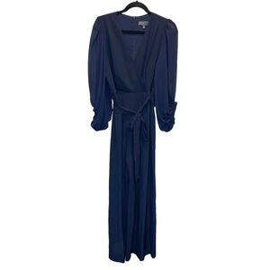 Donna Ricco Long Sleeve Wrap Jumpsuit Navy Blue Size 4 New Read Description